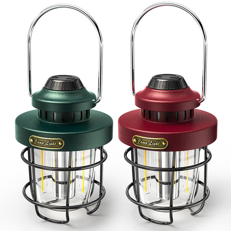 aşınabilir Retro Kamp Feneri LED Kamp Işığı USB Şarj Edilebilir Seyahat Çadır Işığı Asılı Fener Açık Acil Işık