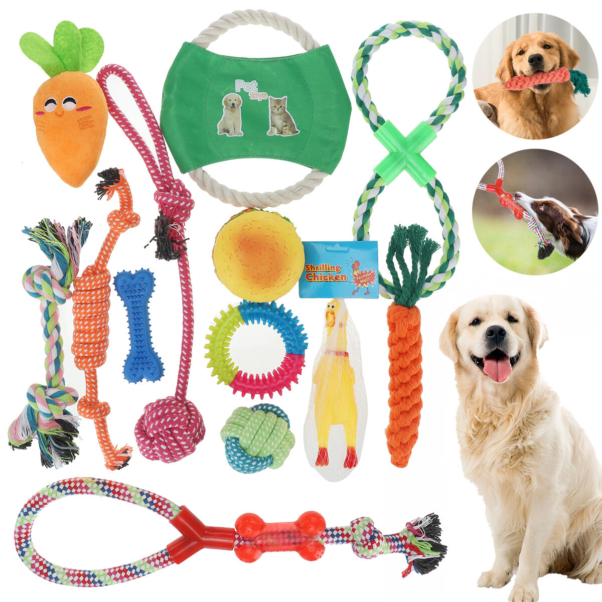 Dog Rope Toys Set 13/17 Pack Dog Chew Toys for Dog Teeth Grinding Cleaning Ball Play IQ Training Int