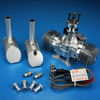 

DLE60 60CC Engine Gasoline Twin-Cylinder Two-Stroke Side Exhaust Natural Air-cooled Hand Start Displacement for RC Aircr