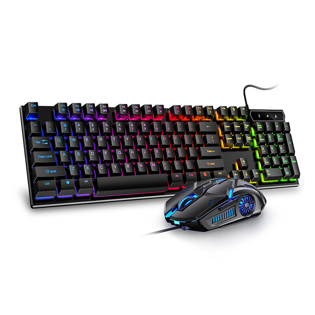104 Keys USB Wired Gaming Keyboard and Mouse Set Waterproof Silent/Sound Changing Backlight Mouse for Computer Desktop N