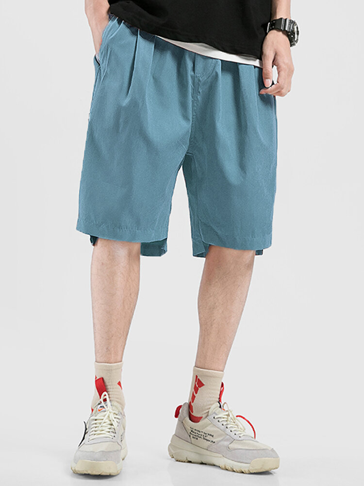 Image of Herren Casual Drawstring Atmungsaktive elastische Taille Passform bequeme Pocket Shorts