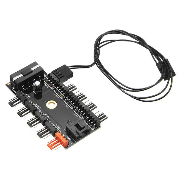 3pcs 12V 10 Way 4pin Fan Hub Speed Controller Regulator For Computer Case With PWM Connection Cable CPU Fan Dedicated In