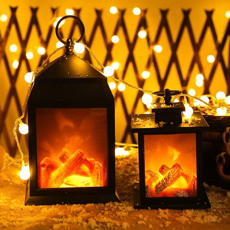 

Large/Small Size Battery Powered Creative Fireplace Flame Lamp Nordic Style Flame Effect Lantern Portable LED Simulation