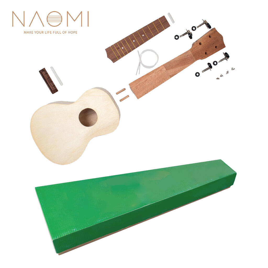 NAOMI 1 Set 21'' Soprano Unfinished Ukulele DIY Kit Maple Plywood Body Hawaii Guitar Ukulele Handwor