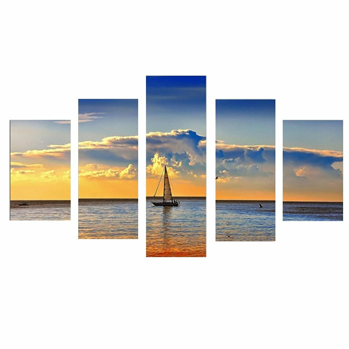 5pcs sunset sailing boat canvas print paintings wall decorative print art pictures frameless wall hanging decorations for home office