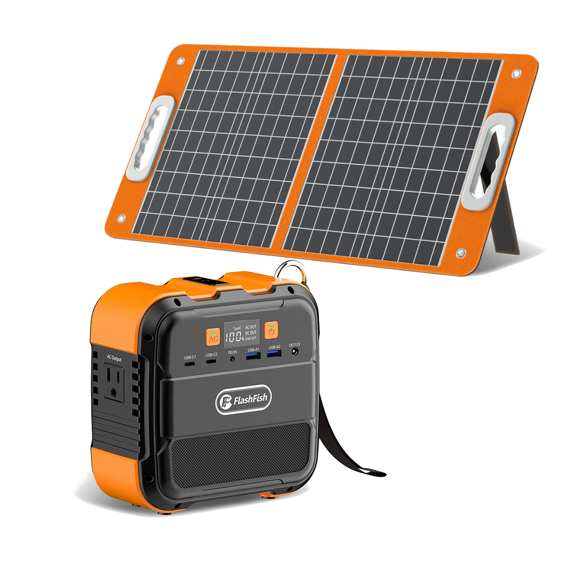 [EU Direct] FlashFish A101 120W 96Wh 26400mAh Portable Power Station with 1Pc 18V 60W Foldable Solar Panel, Power Generator Supply Backup Battery Portable Power Bank  Supply Lithium Battery For Camping Outing Travel