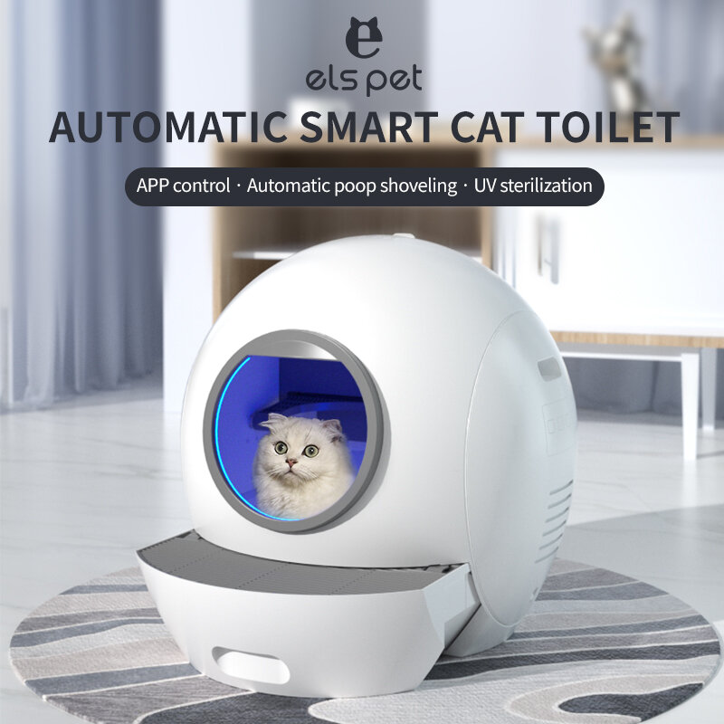 

Elspet Automatic 4L Large Capacity Cat Litter Box with 3 Colors Ambience Light App Remote Control UV Sterilization EU Pl