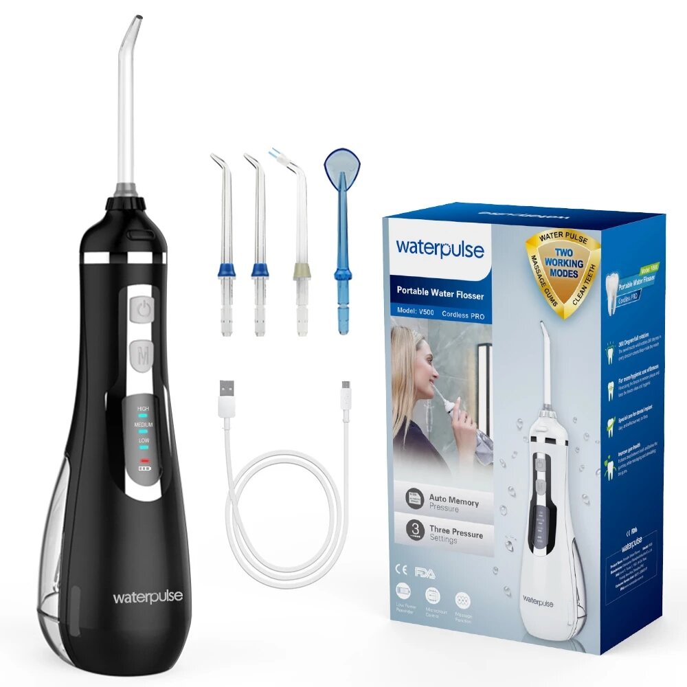 

Waterpulse300ML Portable Oral Irrigators USB Rechargeable Water Flosser Tooth Cleaner 3 Modes Dental Water Jet Water Tan