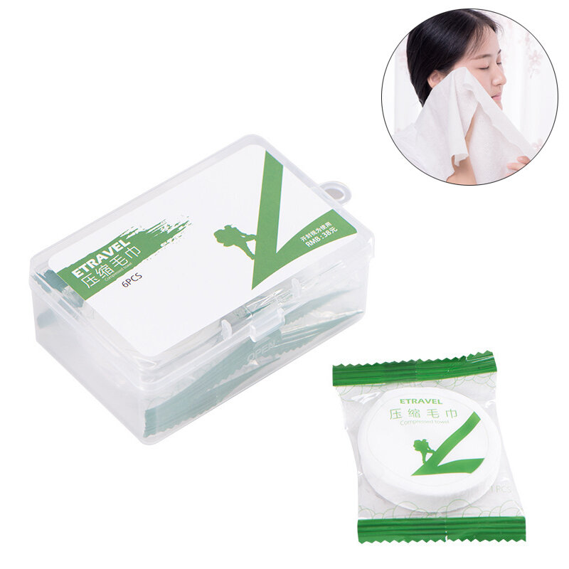 IPRee® 6PCS منشفة يمكن التخلص منها غير المنسوجة مناشف السفر التخييم منشفة الوجه المحمولة
