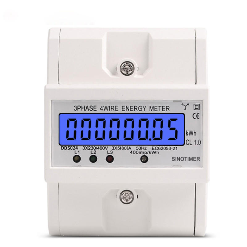 

DDS024 3 Phase 4 Wire Energy Meter 380V AC 50Hz LCD Backlight Display Electronic Watt Power Consumption Energy Meter Wat