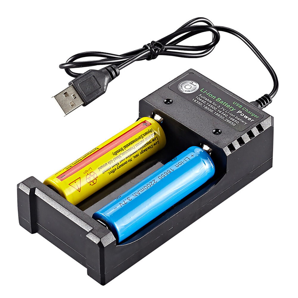 2 Slot 18650 Battery Charger CH2 USB DC 5V 1-2A Input DC 4.2V 1000mA Output for 3.7V Li-ion Battery 10440 14500 16340 16