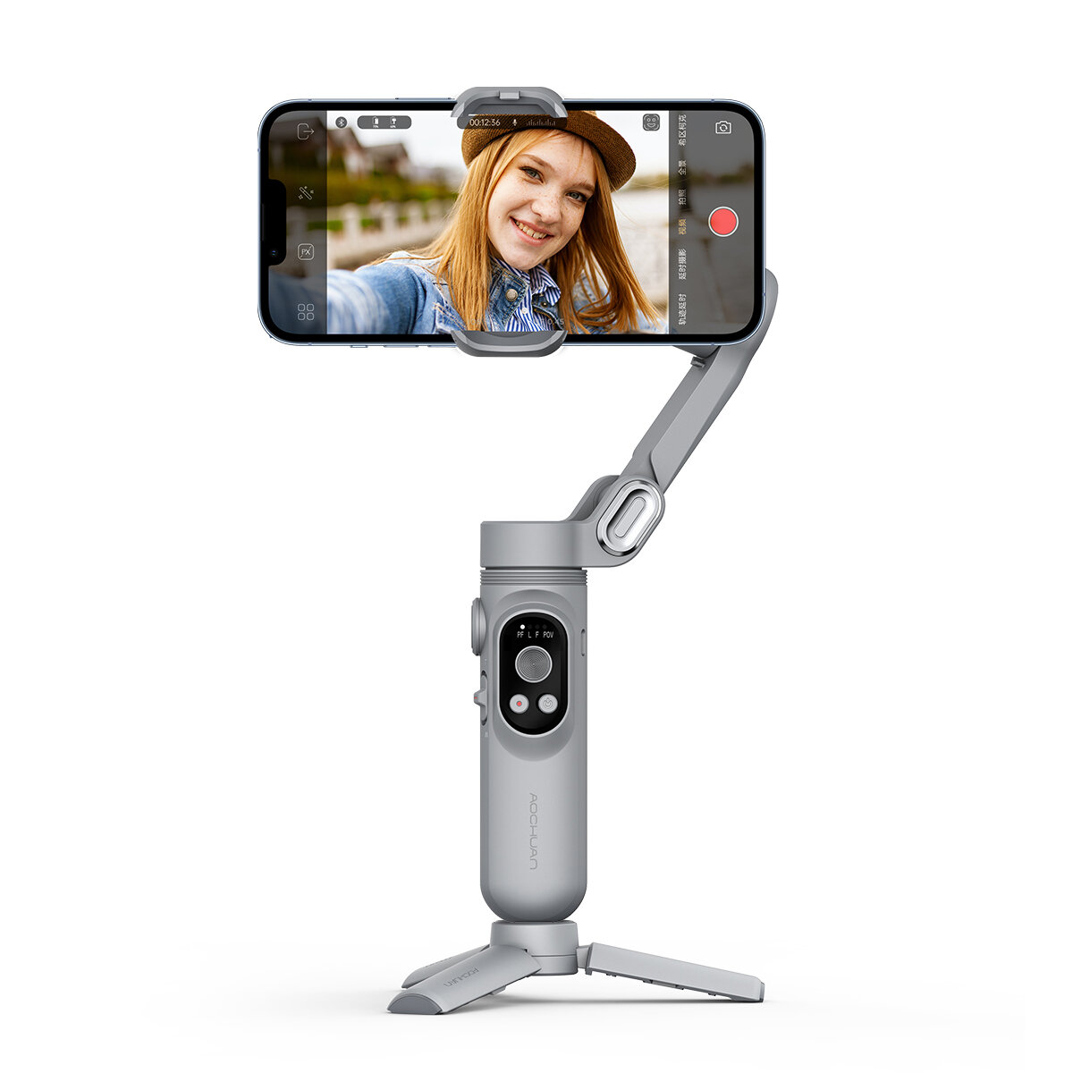 

Aochuan Smart X 3-axis Foldable Handheld Gimbal Stabilizer with Fill Light for Smart Phone Action Camera Vlog Video Phot