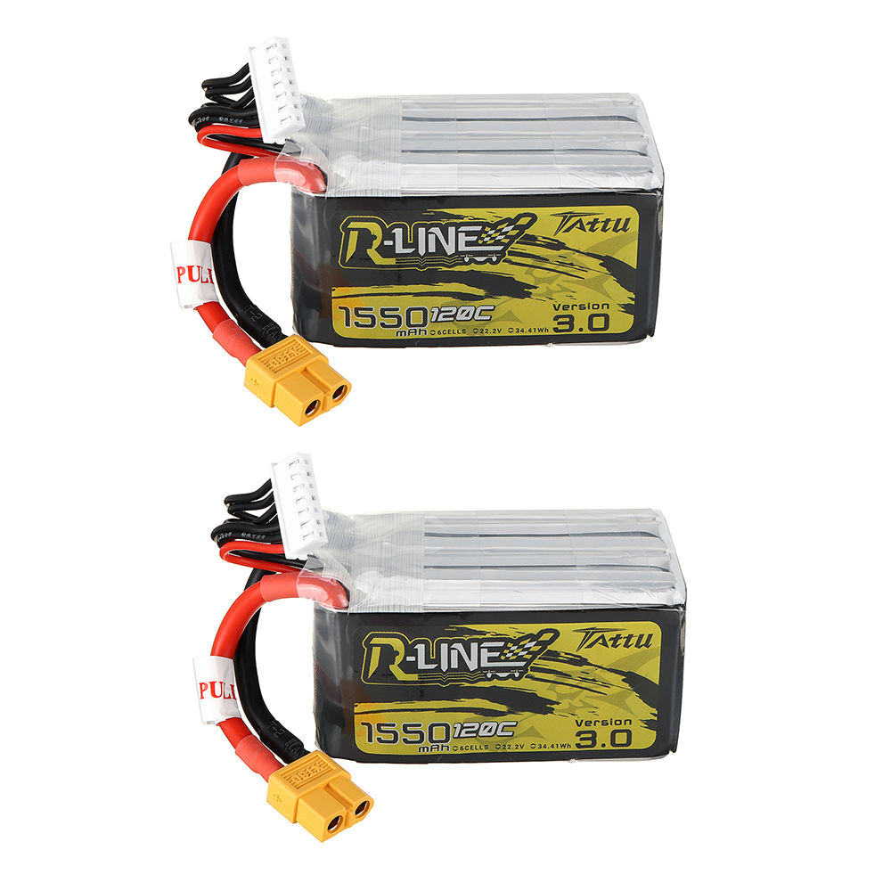 2 stuks Tattu R-Line versie 3.0 22.2V 1550mAh 120C 6S Lipo-batterij XT60-stekker voor iFlight Nazgul