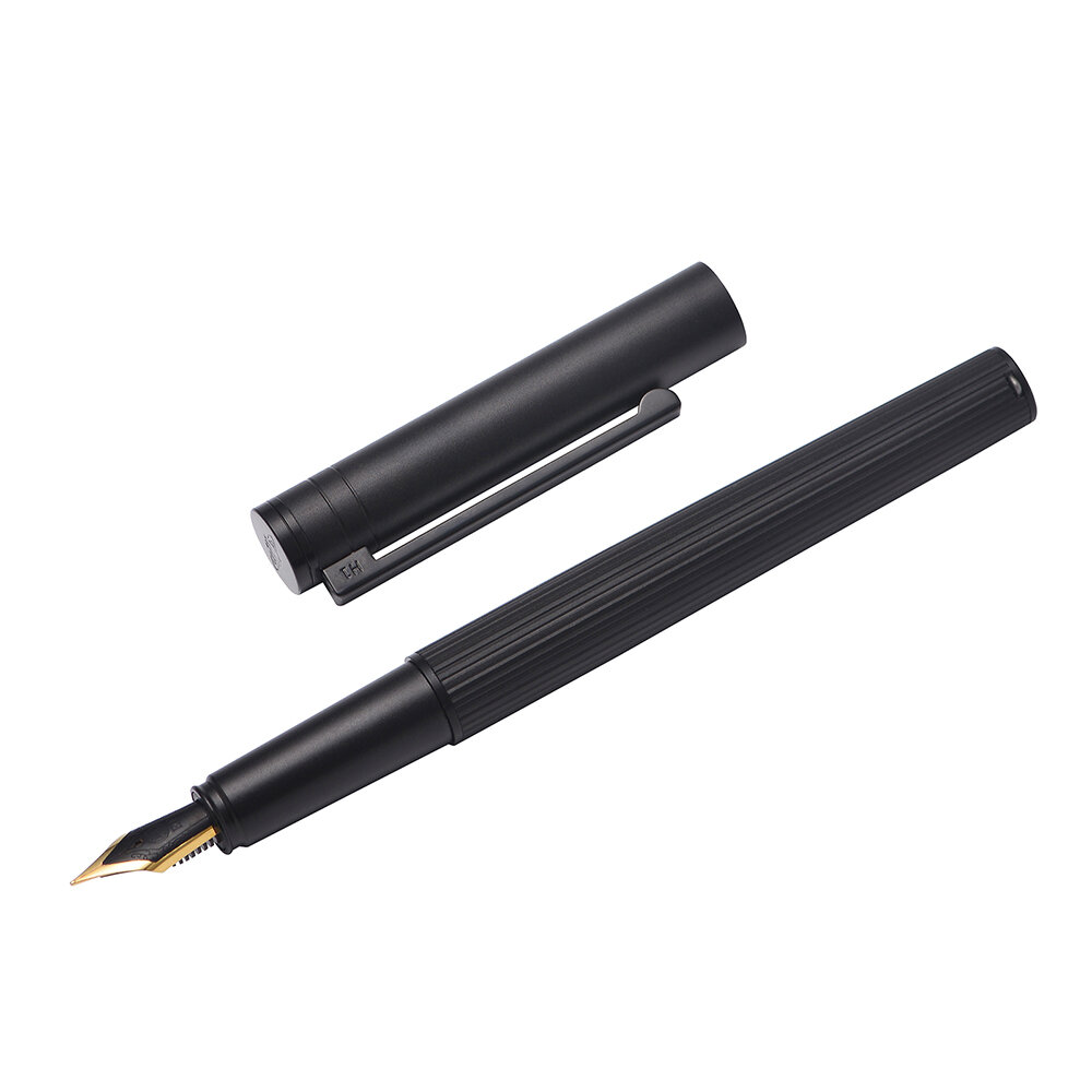 

Hongdian H1 Metal Fountain Aluminum Alloy Beautiful Black-golden Nib EF/F 0.4/0.5mm Size Writing Ink Pen for Business Of