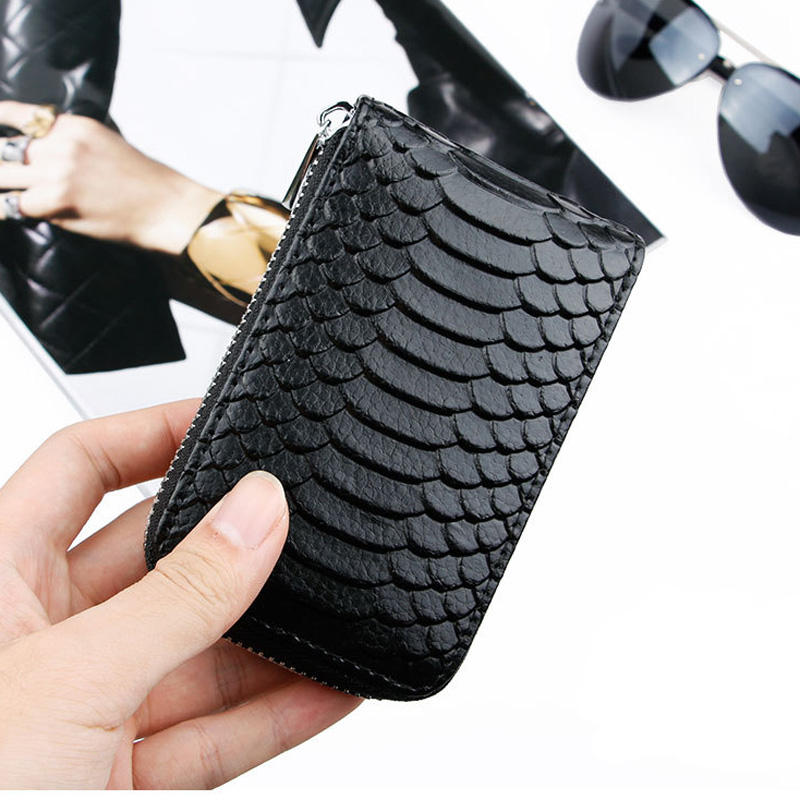 High Quality Zipper Around Genuine Leather Crocodile Pattern Card Holder Wallets Coin Purse