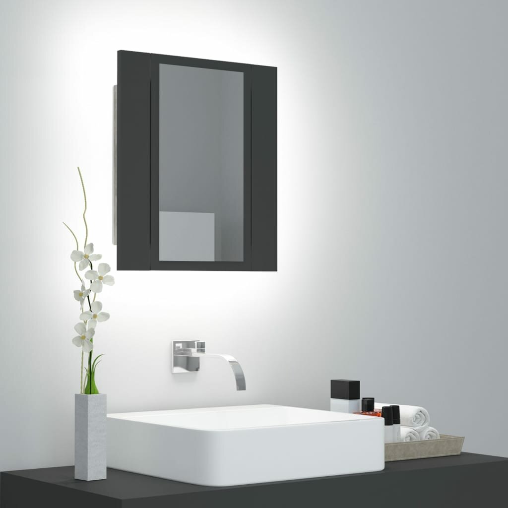 

LED Bathroom Mirror Cabinet Gray 15.7"x4.7"x17.7