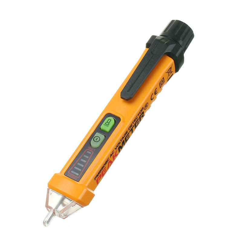 PEAKMETER PM8908C 12V-1000V Intelligent Non-contact AC Voltage Detector Tester Detecting Pen with Flash Light