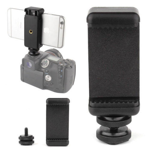 1/4 inch Phone Clip Holder met Flash Hot Shoe Screw Adapter Tripod Mount voor Camera