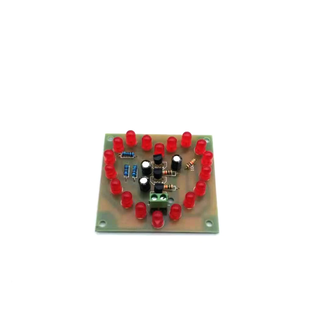 2 STKS LED Hartvormige Zwaailichten 18 Rode Loops Elektronische Productie Onderwijs Montage DIY Kit: