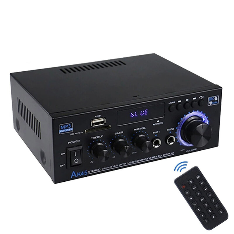 

AK45 Power Amplifier bluetooth HiFi Digital Amplifier Max Power 90Wx2 Channel 2.0 Surround Sound AMP Speaker for Home Ca