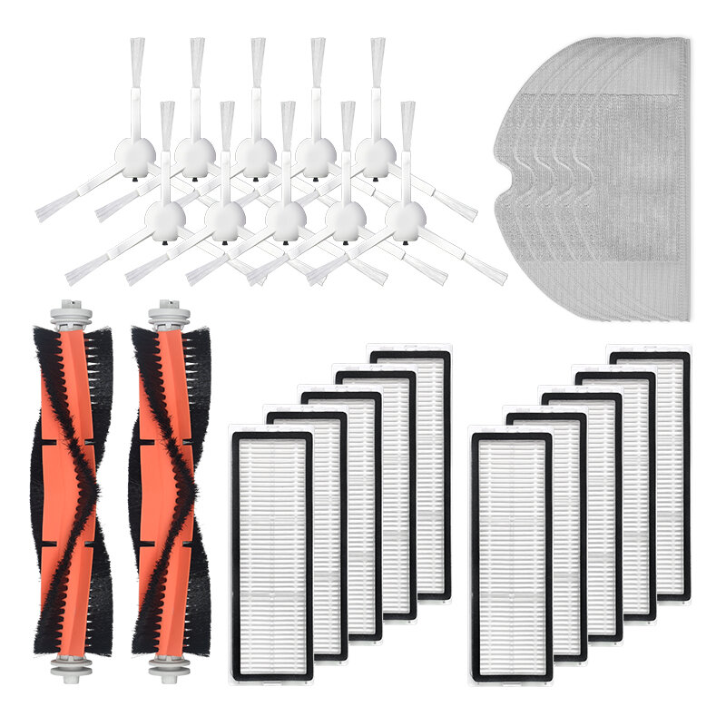 25pcs Replacements for Mijia 1C Dreame F9 Vacuum Cleaner Parts Accessories Side Brushes*10 HEPA Filters*8 Main Brushes*2
