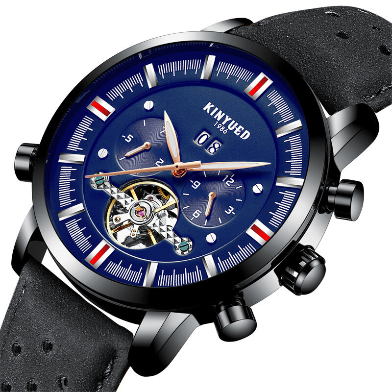 Image of KINYUED JYD-J019 Fashion Style Brathable Lederarmband Automatic Men Business Mechanical Watch