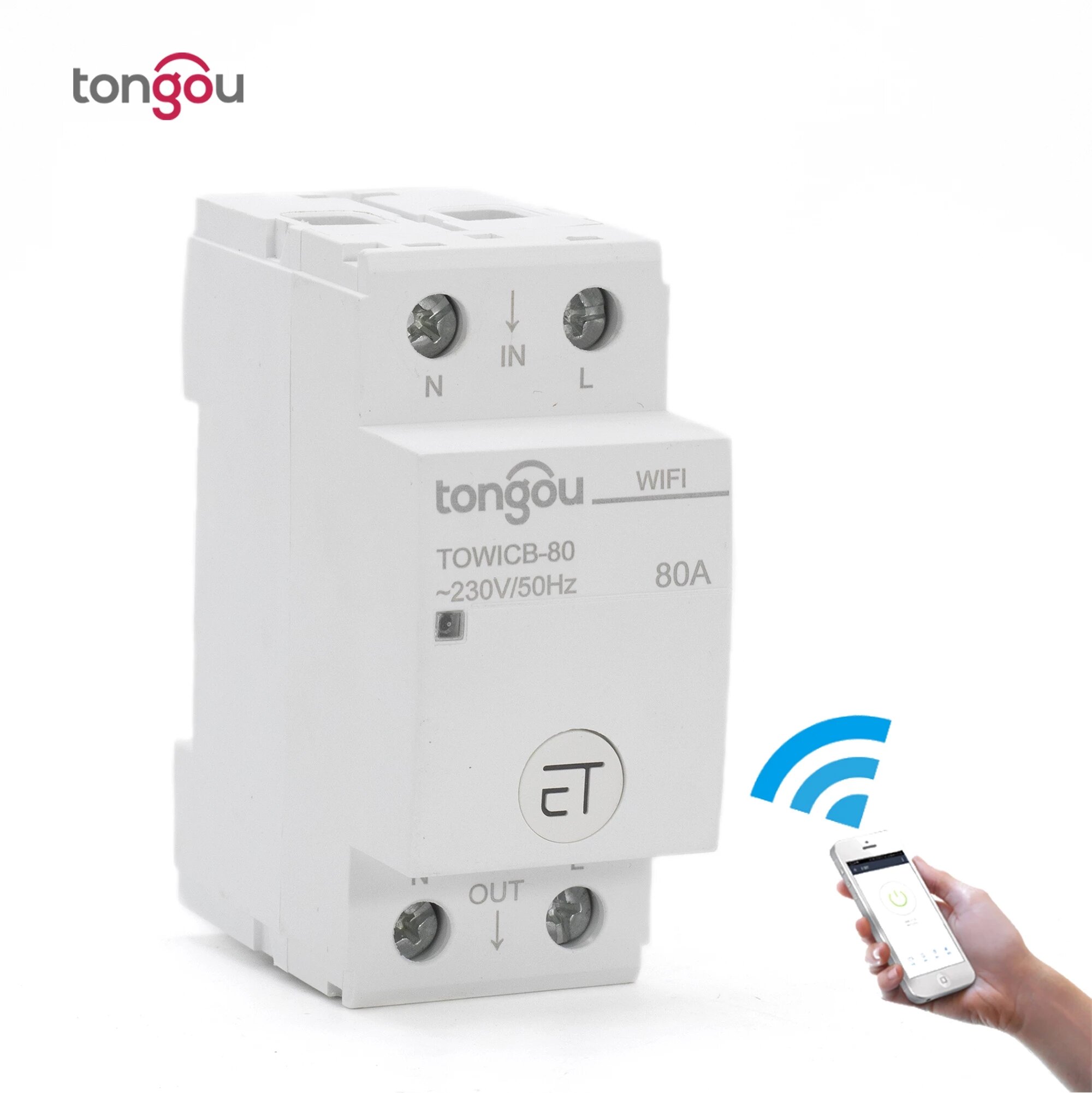 

Tongou TOWICB-80 2P WiFi Circuit Breaker Remote Control by eWeLink APP Voice Control With Amazon Alexa Google Home 36mm