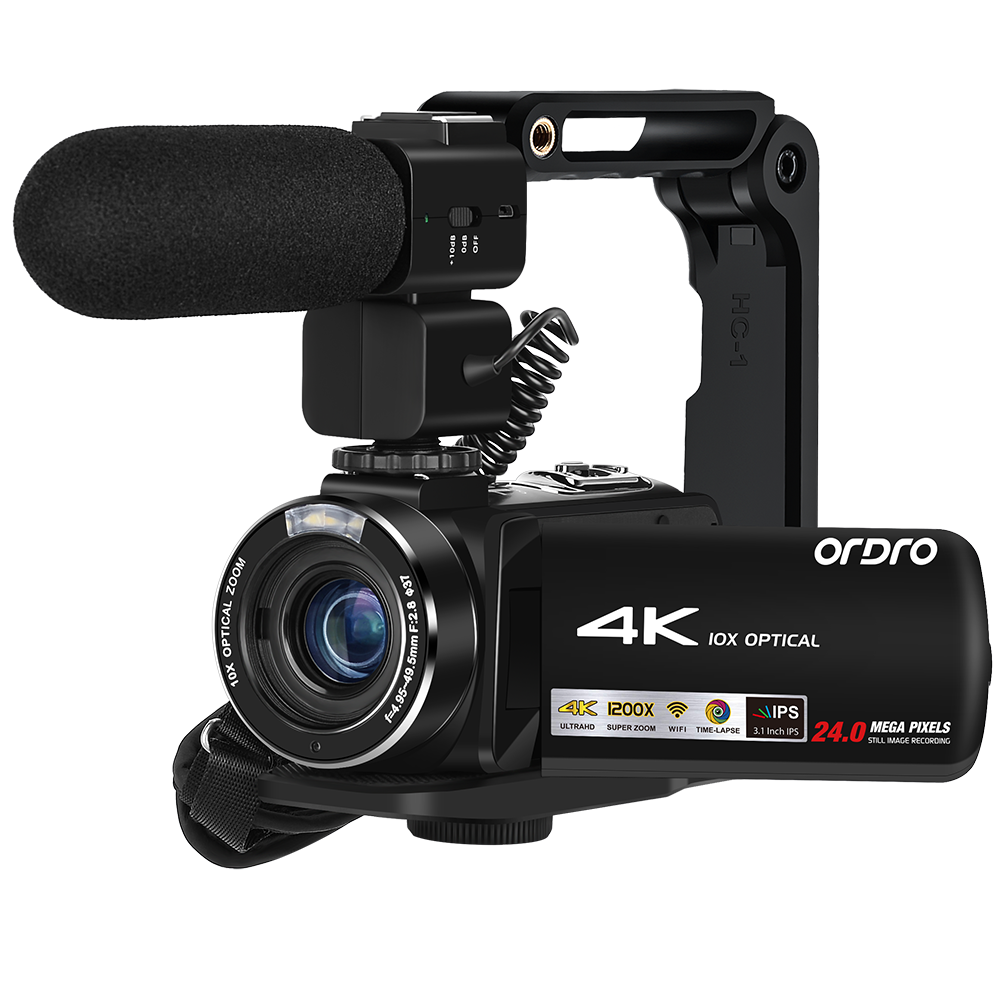 

Ordro AC7 Digital Camcorder Vlog DV 4K 10X Optical Zoom 3.1 inch Touch Screen 24MP Support WIFI with Microphone SD Card