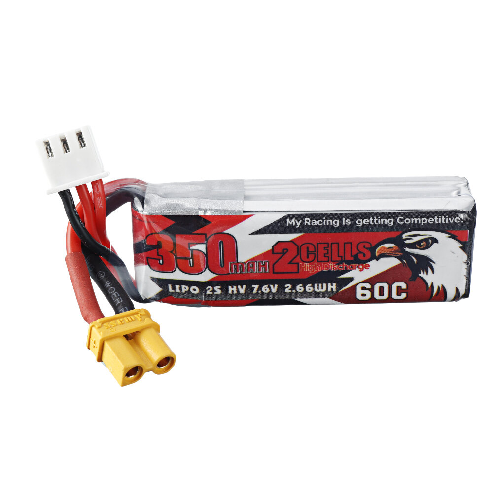 CODDAR 7.6V 350mAh 60C 2S HV Lipo-batterij XT30 Plug voor RC Indoor Racing Drone