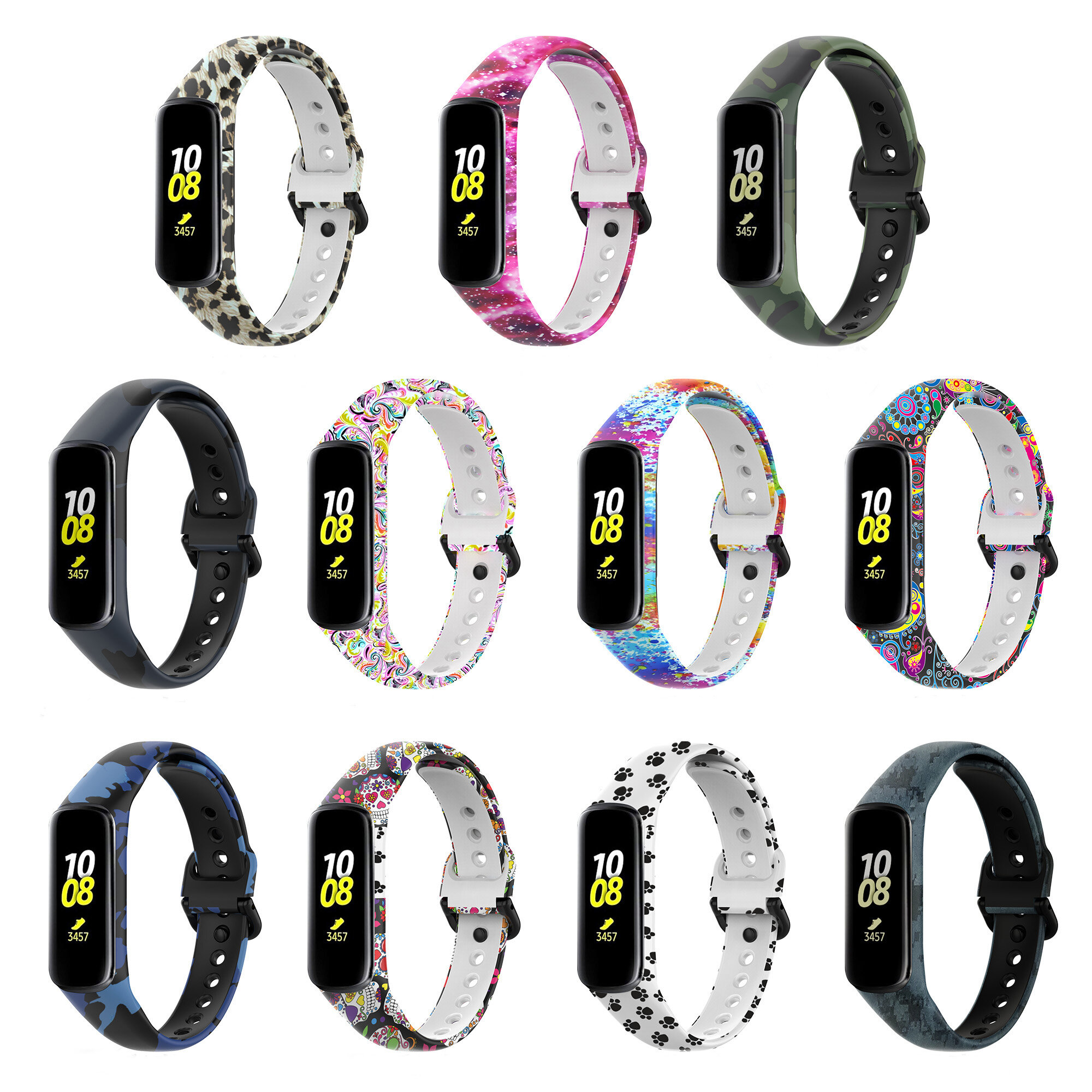 Bakeey Printed Pattern Stainless Steel Buckle Smart watch Band Replacement Strap For Samsung Galaxy Fit 2