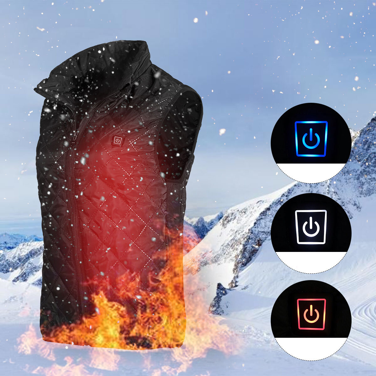 USB  Rechargeable Intelligent Themostat Electric Heated Vest Winter Warm Back Neck Electric Vest