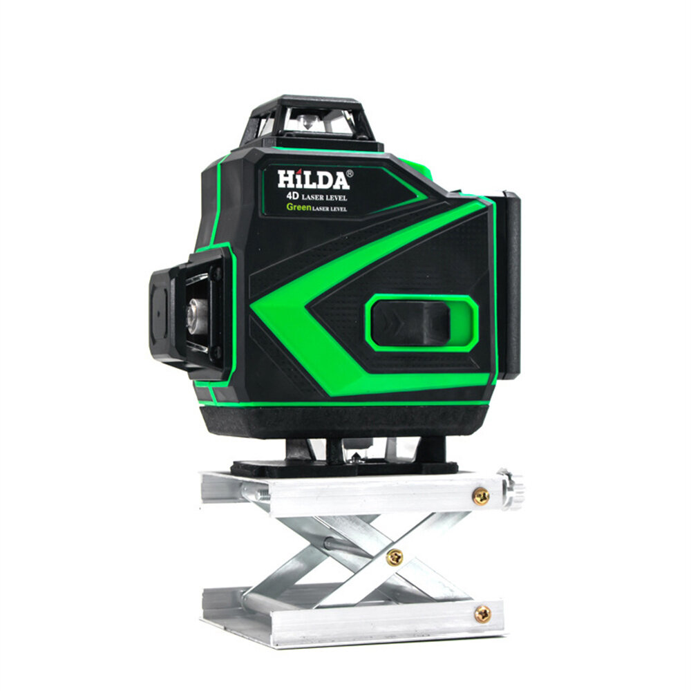 HILDA 16 Line Green Light Laser Level Double Batteries Meter Automatic Leveling Adjustable Precision EU Plug for Constru