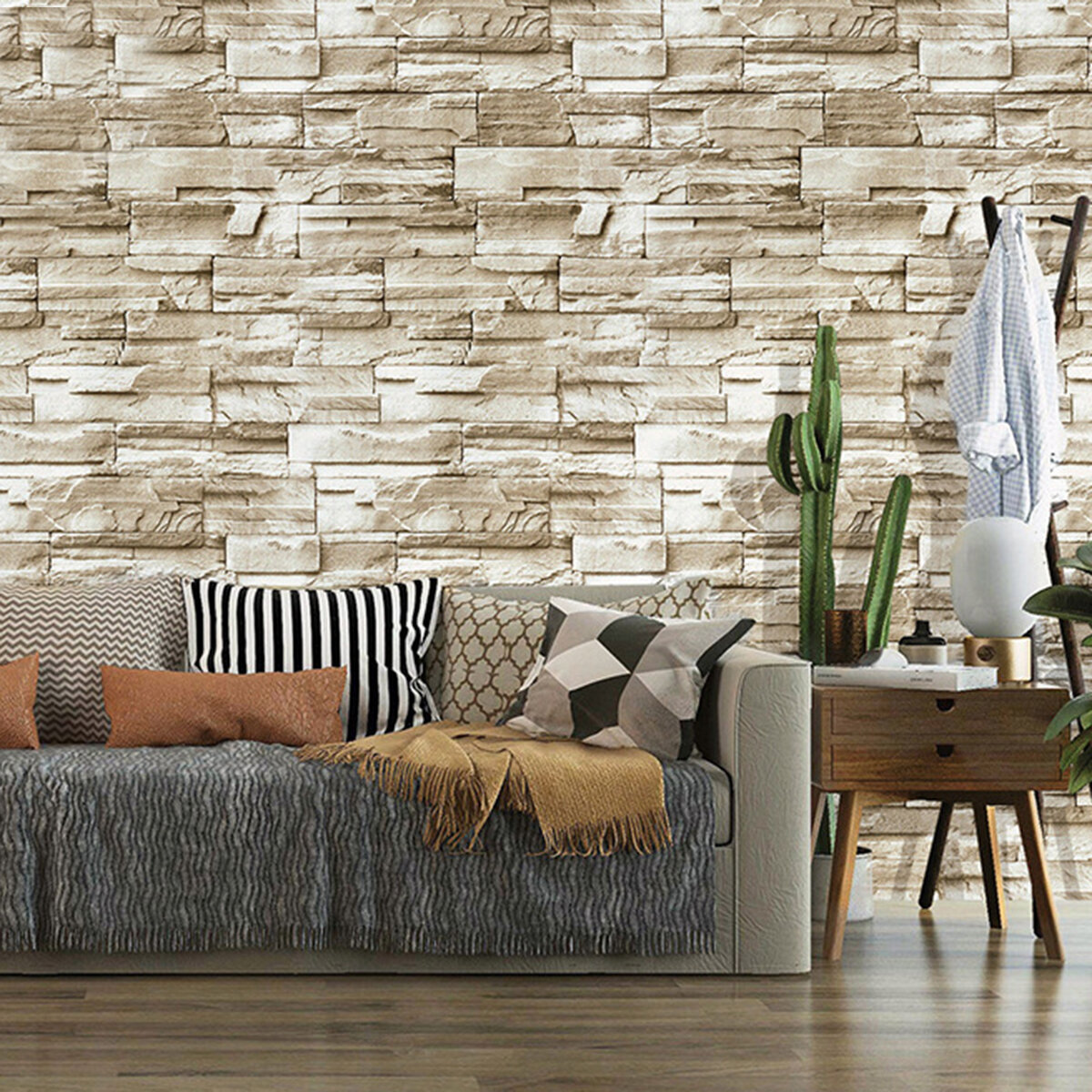 

3D PVC Wall Stickers Paper Brick Stone Wallpaper DIY Rustic Effect Self Adhesive for Home Living Room Decor Sticker