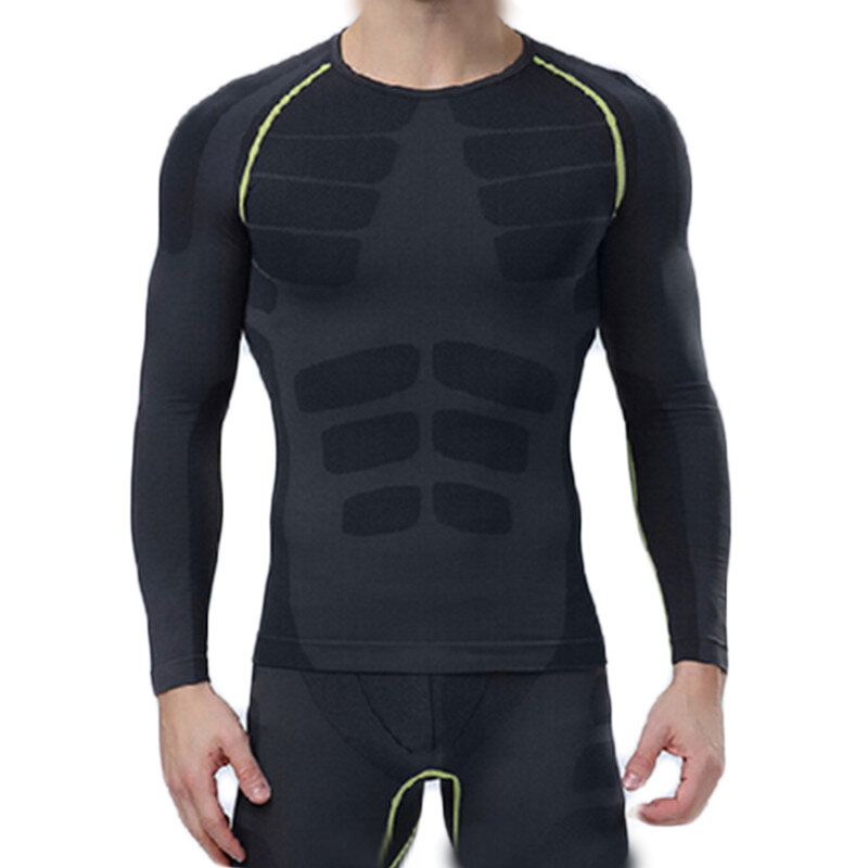 

Men's Compression Long Sleeve Sports Tight Shirts Fitness Gym Running Base Layer Tops