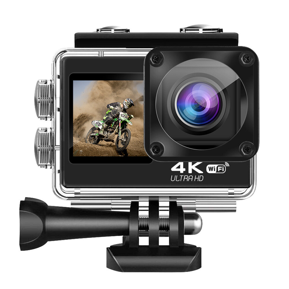 

AT-Q60AR Outdoors Sport Camera with 1.3inch Display 4K30P Dual Color Screen 170° Wide-angle 30m Waterproof Sports Photog