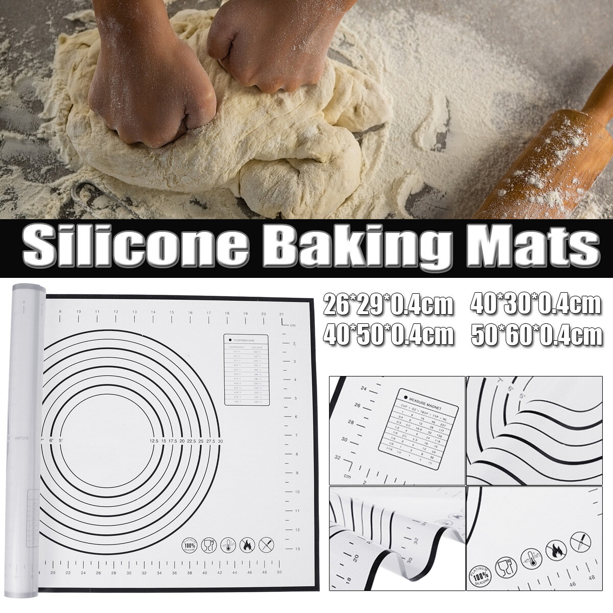Deeg Rolling Silicone Pad Gebak Mat Bakvormen Liner Bakmat Non-stick Tool