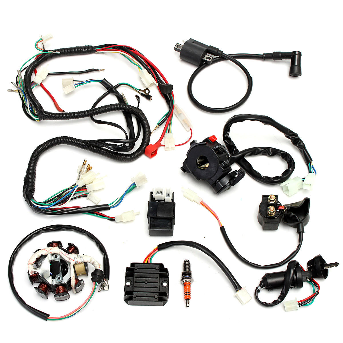 Complete electrics wiring harness for chinese dirt bike atv quad 150-250 300cc