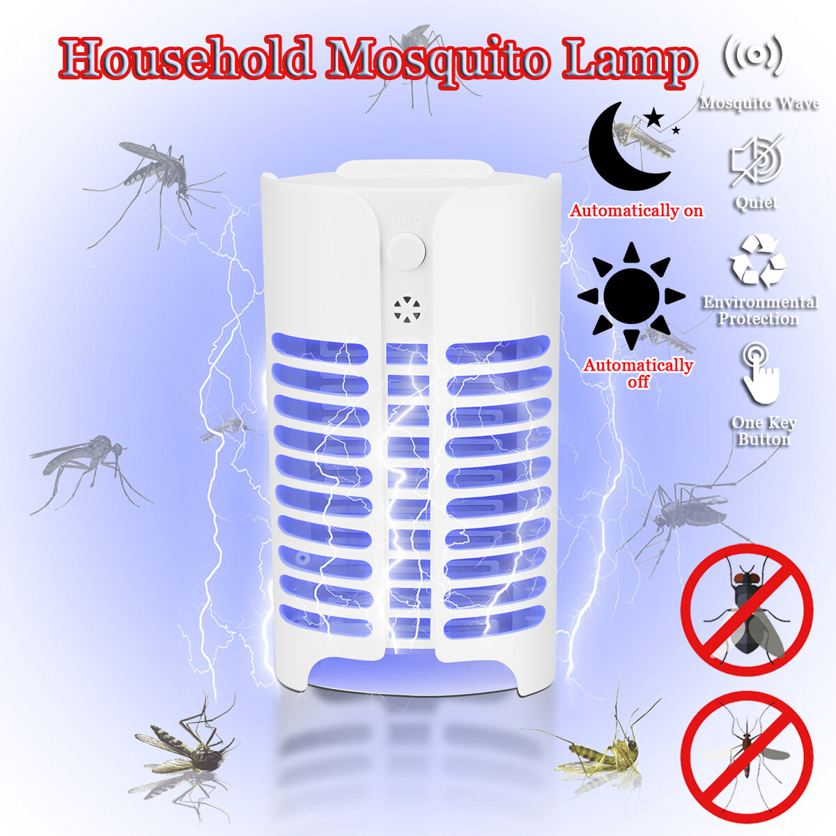 LED Electric Mosquito Fly Insect Killer Killing Catcher Trap Lamp Light UV