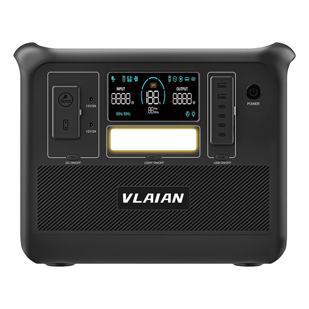

[EU Direct] VLAIAN W2000 1100W AC Output Portable Power Station,1536Wh LiFePo4 Solar Generator, Adjustable Input Power,