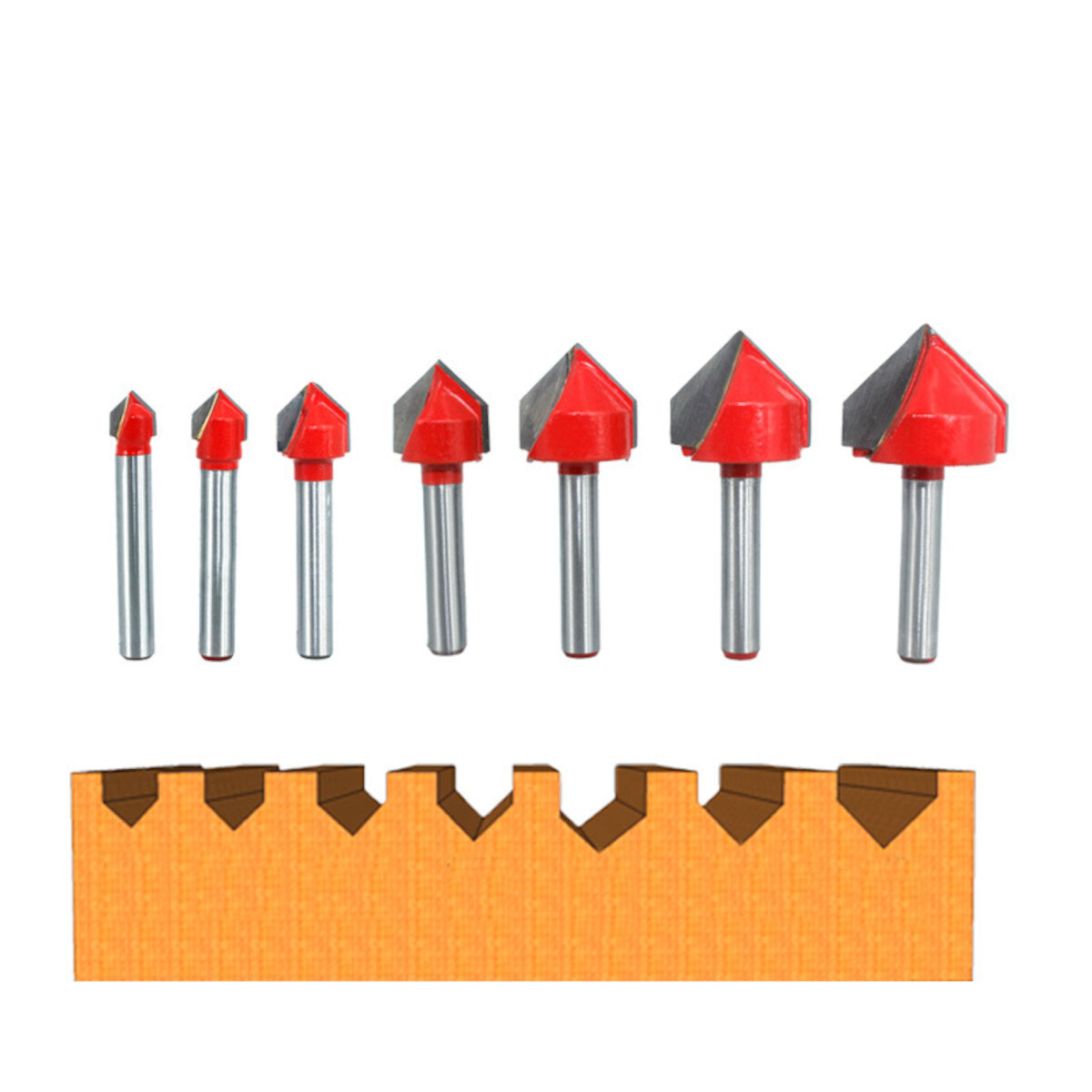Drillpro 1/4 inch Shank 90 Degree V Type Router Bit Edge Forming Bevel Woodworking Milling Cutter for Wood Bits