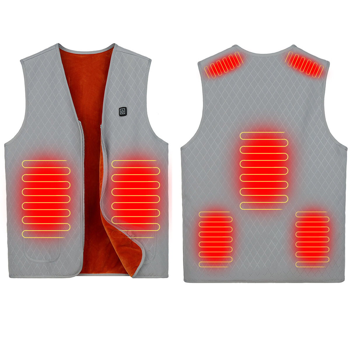 7 Heating Area Electric Heated Vest Jacket USB Thermal Warm Up Pad Body Winter