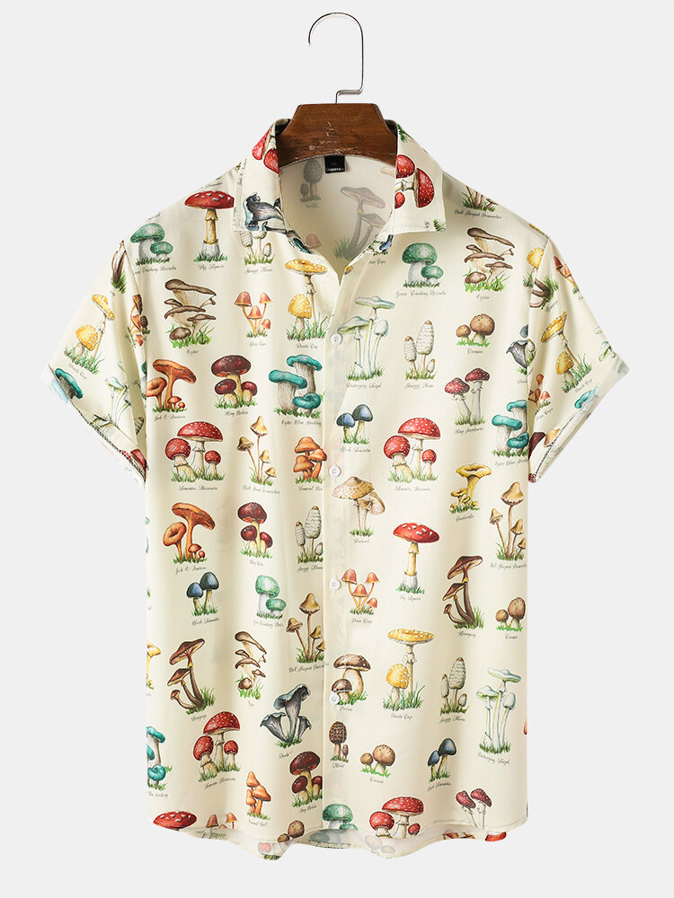 

Mens Allover Mushroom Pattern Print Community Spirit Short Sleeve Shirt