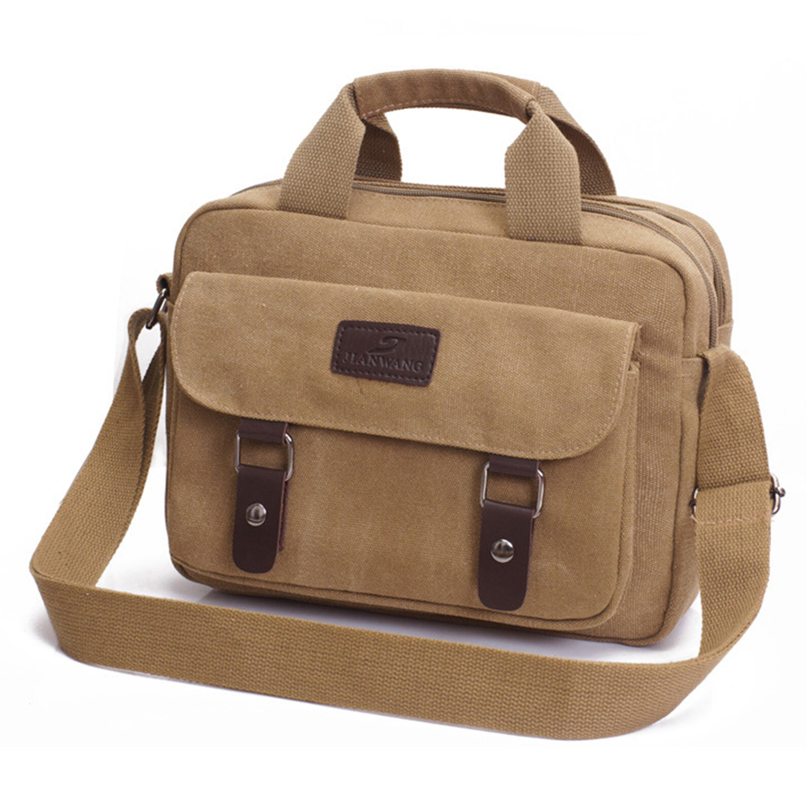 Menico Men Canvas Outdoor Casual Large Capacity Wear-resistant Zipper Handbag Shoulder Bag Messenger Bag