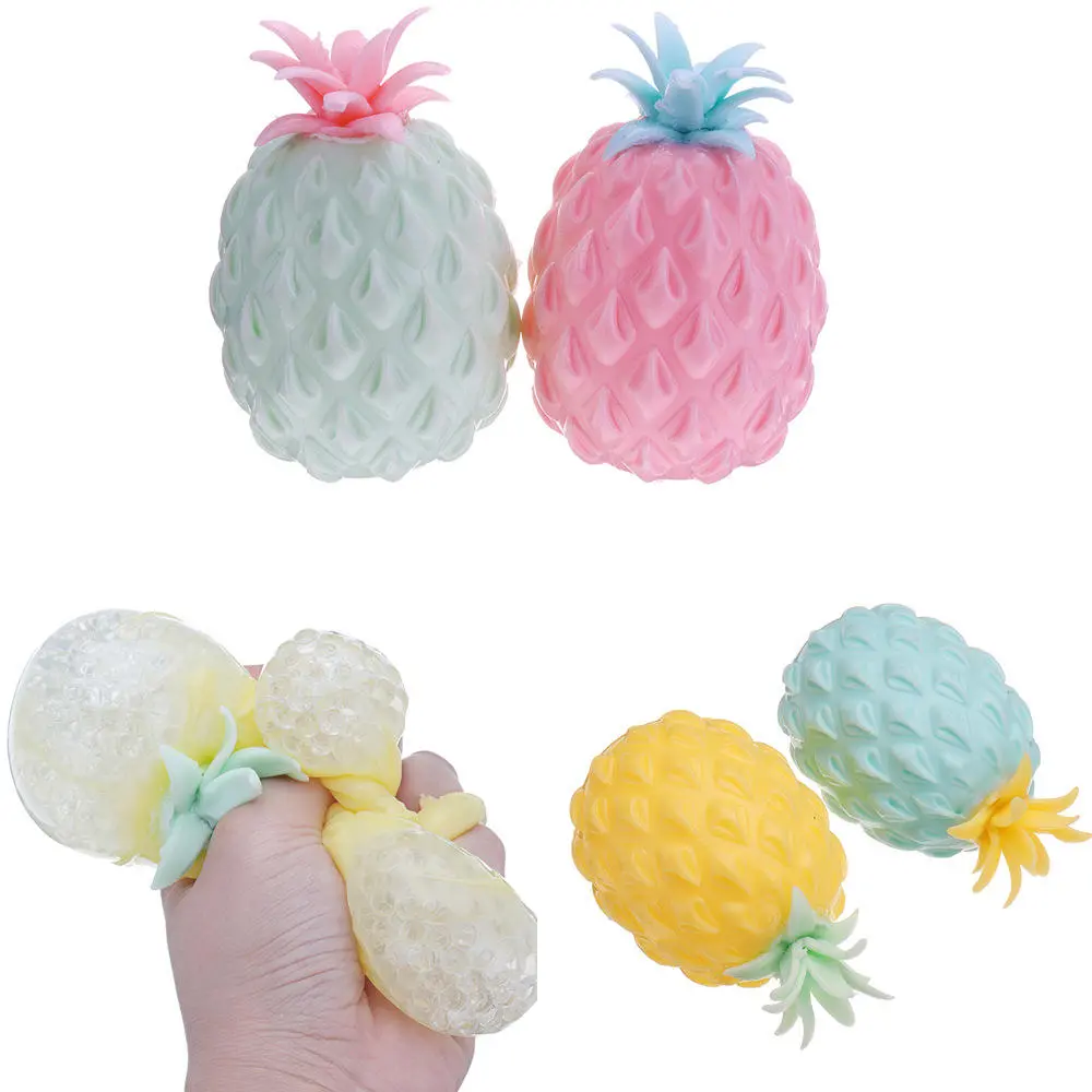 Squishy multicolor pineapple stress reliever ball 11*7.5cm squeeze stressball party bag fun gift