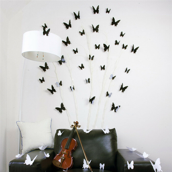 

12шт 3D бабочка стены стикеры дома номер стены наклейки окна двери украшения наклейки