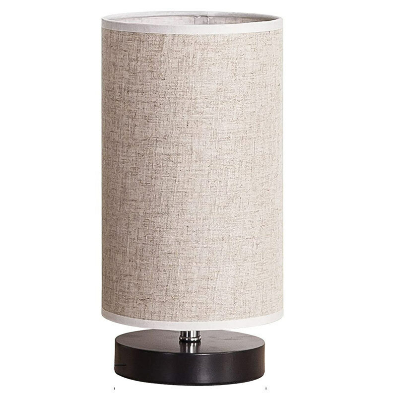 

Bedside Nightstand Table Lamp Simple Fabric Wooden Table Light Without Bulb for Bedroom Living Room Office Study, Cylind