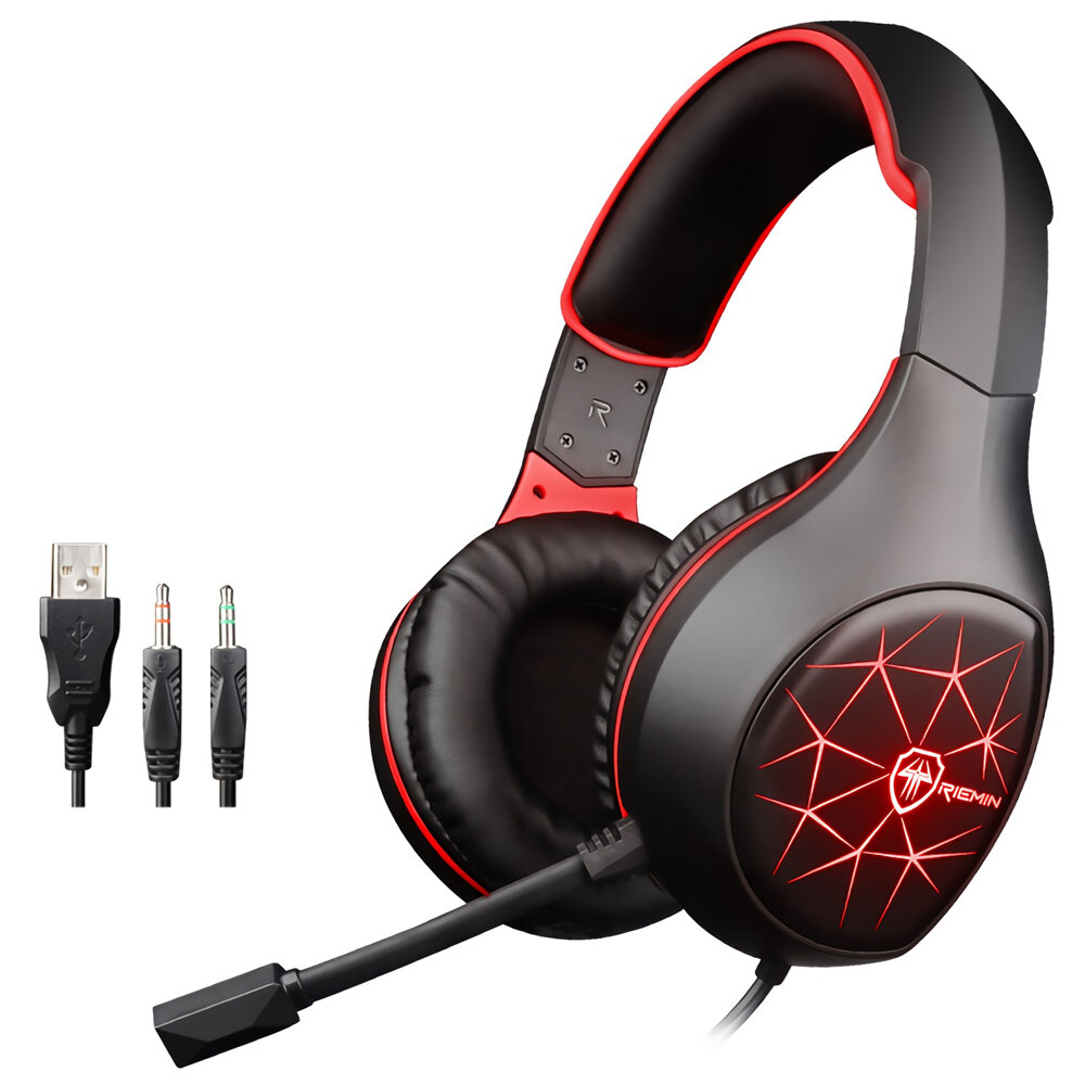 

Bonks G95 Game Headset 7.1 Channel 3D Surround Stereo Sound 3.5mm USB Wired Bass RGB Gaming Headphone with Mic for Compu
