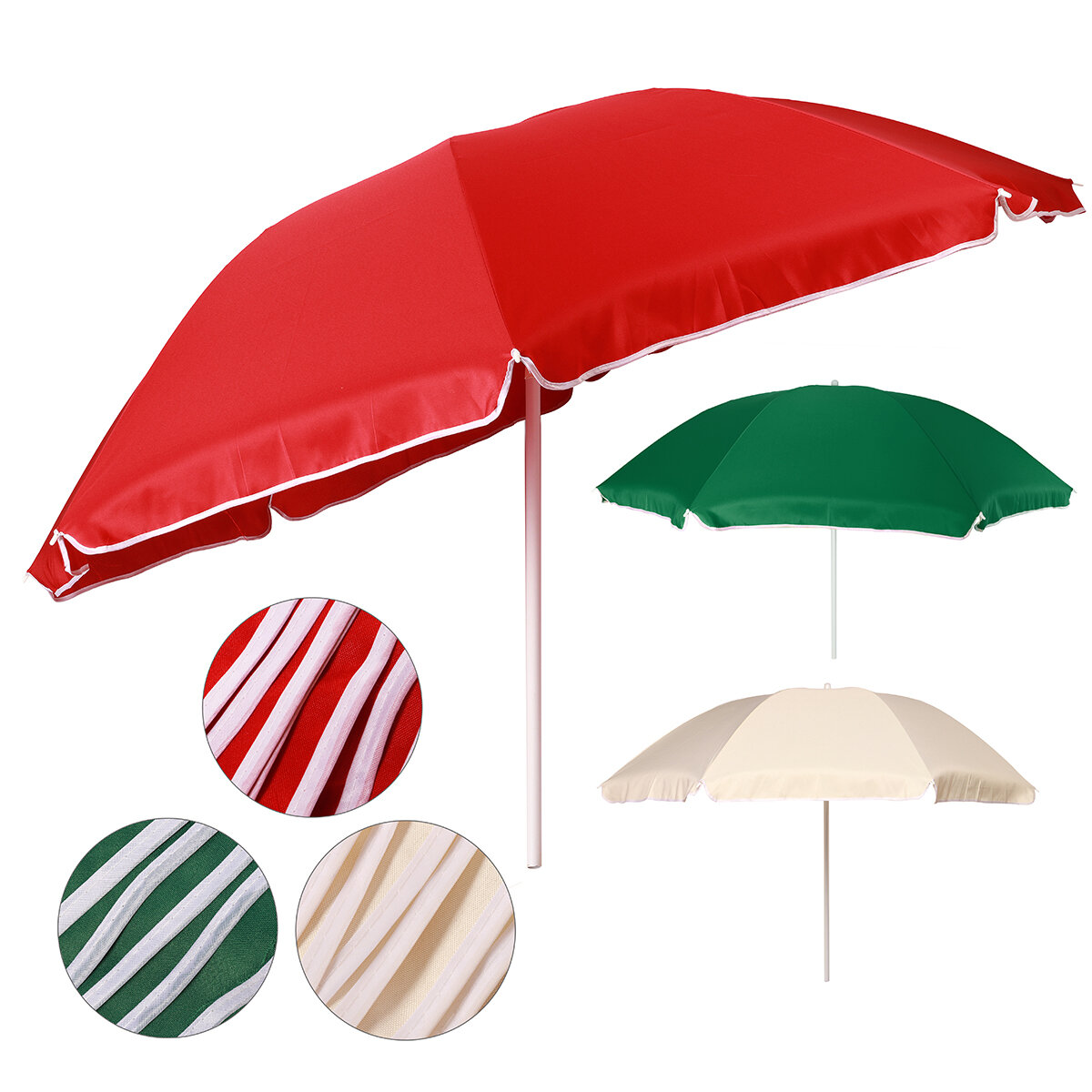 6.6Ft Outdoor Patio Umbrella 55.1-78.7inch Height Adjustable Beach Solar Umbrella with Crank Outdoor