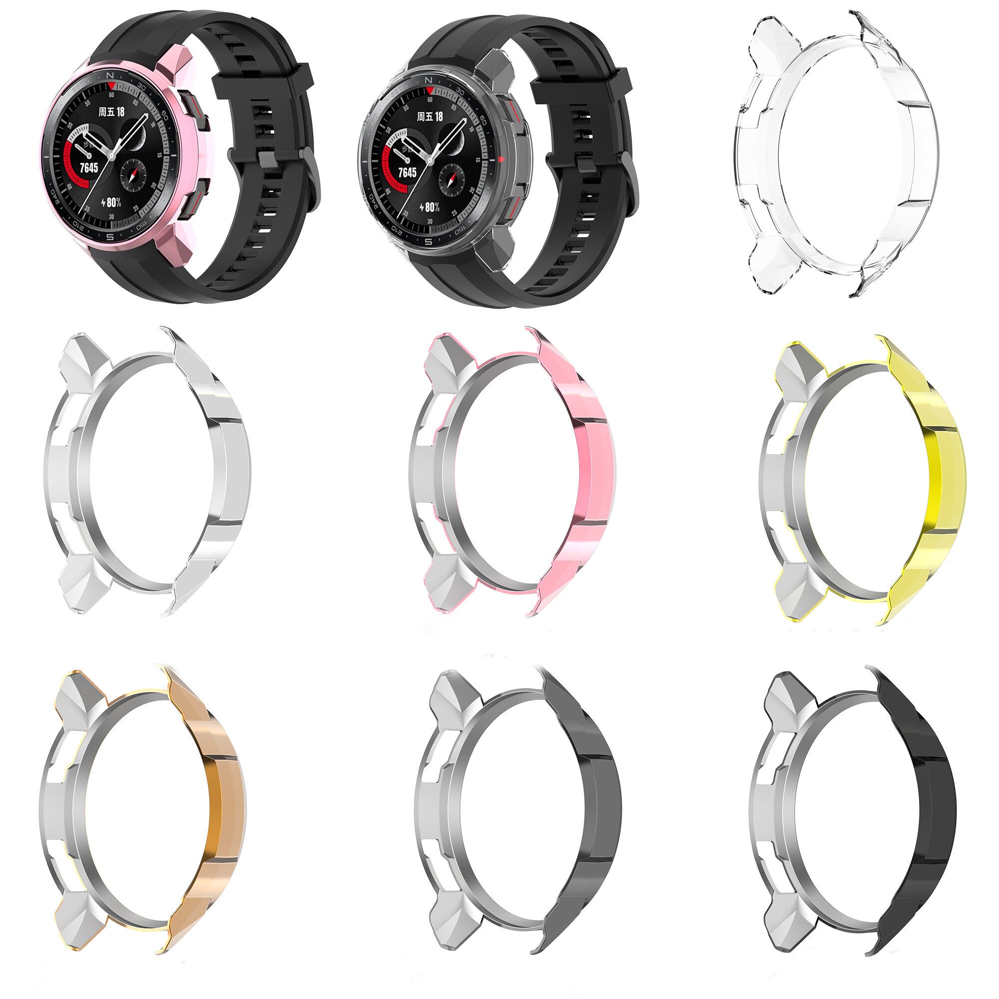 Bakeey Galvaniseren pc-materiaal Half-pack horlogekast Cover Horlogebeschermer voor Huawei Honor GS 