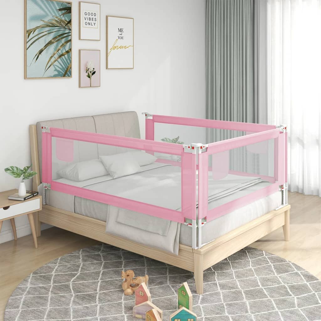 

[EU Direct] vidaxl 10202 Toddler Safety Bed Rail Pink 150x25 cm Fabric Polyester Children's Bed Barrier Fence Foldable H